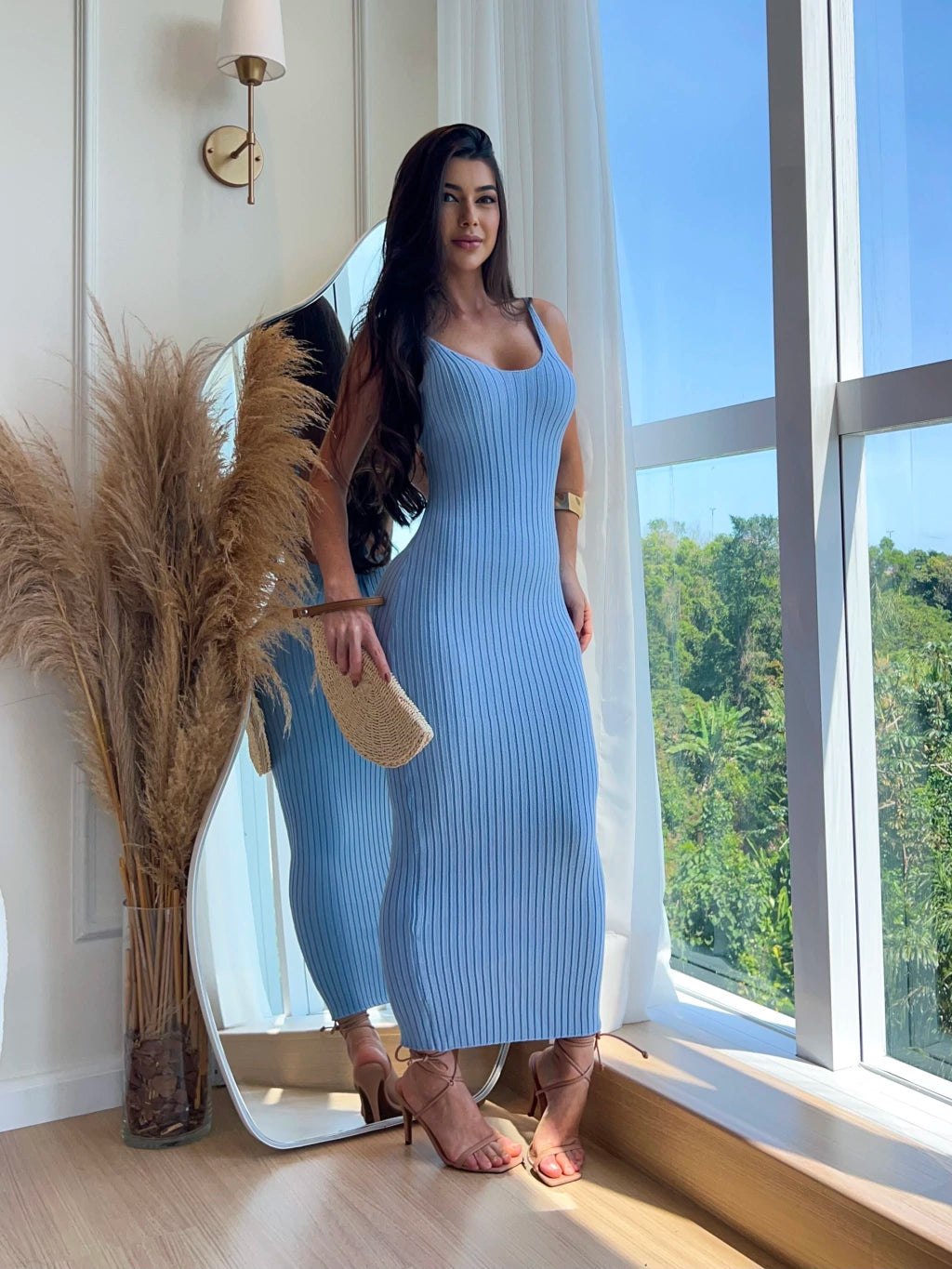 Vestido Longo colado decote costas Fashion Ano novo