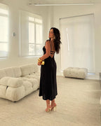 Vestido Longo Rosa com Fenda e Alça Julieta